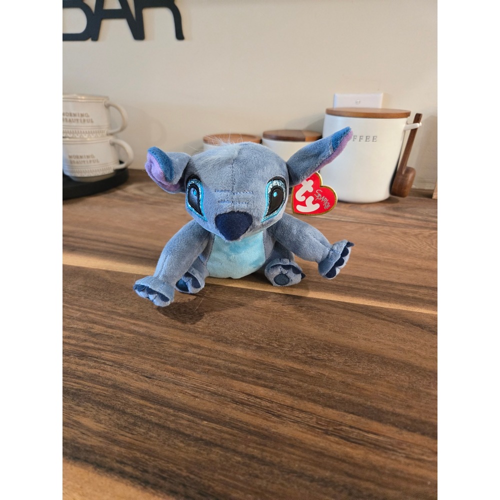 Ty Disney Sparkle Stitch Beanie Baby Blue Plush Glitter Eyes 2021 Lilo & Stitch
